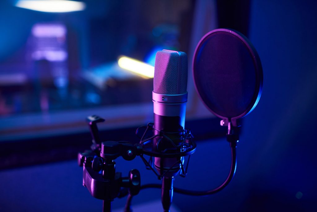 Microphone in the recording studio